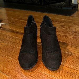 Black Suede Ankle Booties with Side Zip Closure